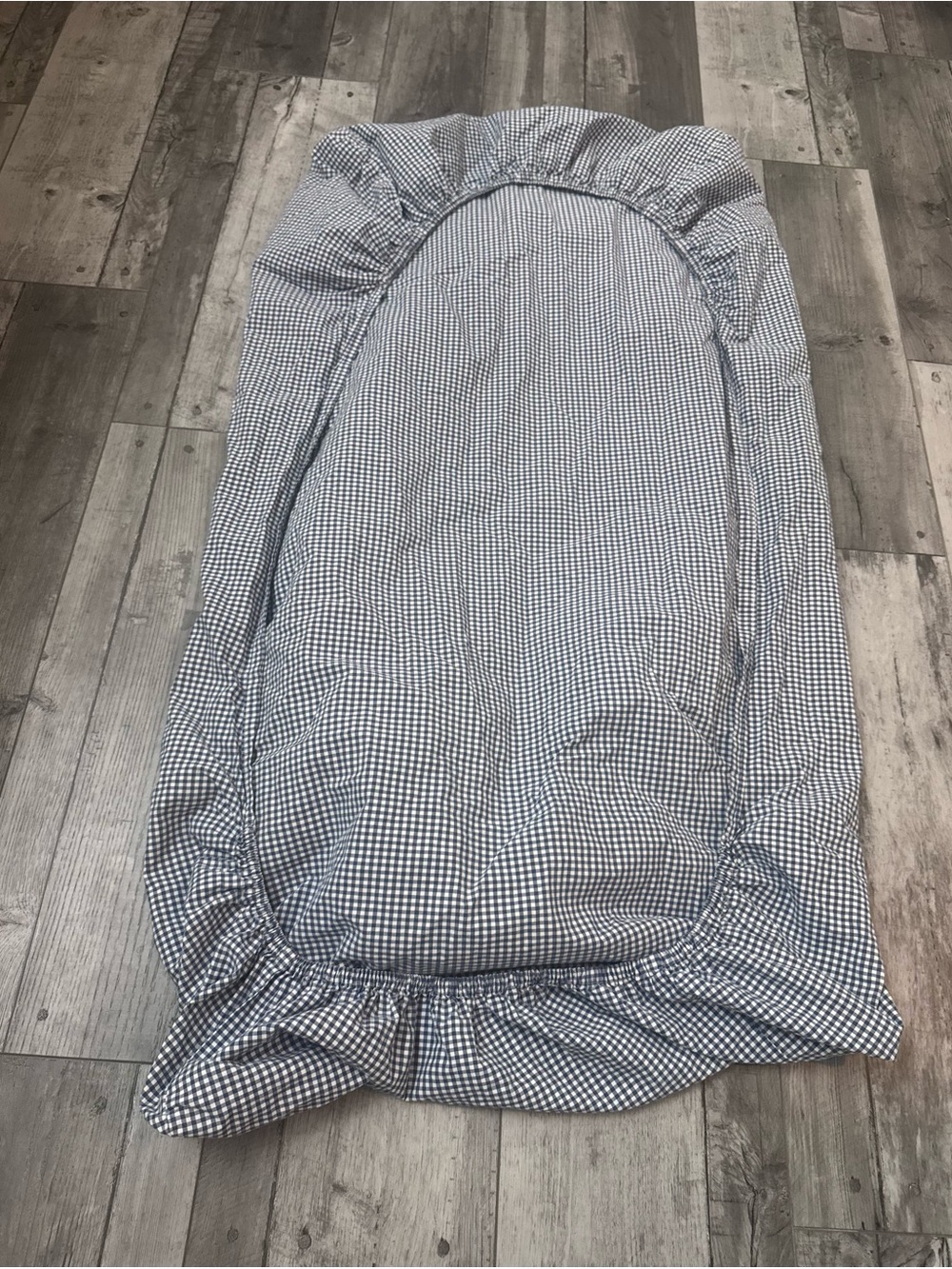 Pottery Barn Kids Navy Blue Gingham Check Organic Cotton Fitted Crib Sheet
